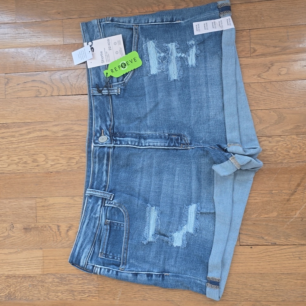 SO BRAND WOMENS JUNIOR PLUS  SIZE BLUE JEAN SHORTIE SHORTS SIZE 22/40W